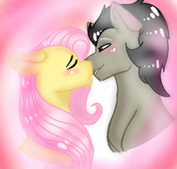 Size: 552x526 | Tagged: safe, artist:cocolove2176, imported from derpibooru, discord, fluttershy, pegasus, pony, base used, blushing, discoshy, eyes closed, female, kissing, male, mare, ponified, pony discord, shipping, stallion, straight, wings