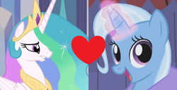 Size: 1168x596 | Tagged: safe, imported from derpibooru, princess celestia, trixie, crack shipping, female, lesbian, shipping, shipping domino, trixlestia