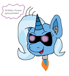 Size: 876x962 | Tagged: safe, artist:xppp1n, imported from ponybooru, trixie, cyborg, amputee, prosthetic limb, prosthetics, solo, text