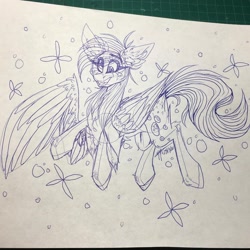 Size: 1080x1080 | Tagged: safe, artist:moshi.poni, imported from derpibooru, derpy hooves, pegasus, pony, chest fluff, ear fluff, eyelashes, female, lineart, mare, open mouth, signature, smiling, solo, traditional art, wings
