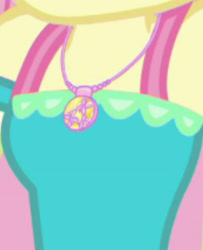 Size: 1920x2366 | Tagged: safe, imported from derpibooru, screencap, fluttershy, equestria girls, equestria girls series, star crossed, boobshot, breasts, cropped, female, geode of fauna, jewelry, magical geodes, necklace, pictures of chests, solo