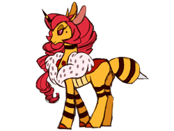 Size: 1032x774 | Tagged: safe, artist:sinjaaussiaangels, imported from derpibooru, oc, oc only, bee, beeling, changeling, changeling queen, insect, changeling queen oc, female, simple background, solo, transparent background, yellow changeling