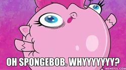 Size: 600x337 | Tagged: safe, edit, edited screencap, imported from derpibooru, screencap, pinkie pie, balloon pony, earth pony, inflatable pony, pony, my little pony: pony life, princess probz, spoiler:pony life s01e01, :p, boating school, caption, female, g4.5, image macro, inflatable, meme, pony life, solo, spongebob squarepants, text, tongue out