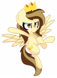 Size: 1717x2316 | Tagged: safe, artist:kindakismet, imported from derpibooru, oc, oc only, oc:prince whateverer, pegasus, pony, crown, jewelry, regalia, smiling, solo