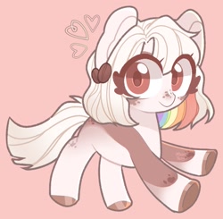 Size: 1317x1290 | Tagged: safe, artist:inkp0ne, artist:softpound, imported from derpibooru, oc, oc only, earth pony, pony, coffee bean, coffee beans, heart, looking at you, multicolored hair, rainbow hair, solo