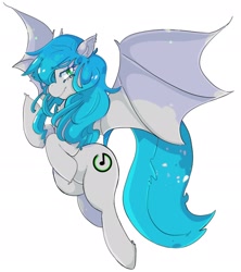 Size: 1702x1916 | Tagged: safe, artist:bluewolfiess, artist:haichiroo, imported from derpibooru, oc, oc only, oc:power note, oc:sister note, bat pony, pony, chest fluff, flying, looking at you, solo, spread wings, wings