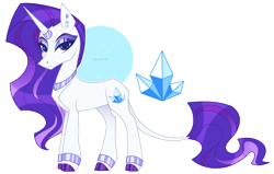 Size: 1024x650 | Tagged: safe, artist:sadelinav, imported from derpibooru, rarity, pony, alternate design, bracelet, ear piercing, earring, eyeshadow, horn, horn ring, jewelry, leonine tail, makeup, necklace, piercing, ring, simple background, solo, transparent background
