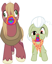 Size: 3000x3654 | Tagged: safe, artist:cloudy glow, artist:cloudyglow, imported from derpibooru, big macintosh, granny smith, 28 pranks later, cookie zombie, simple background, transparent background, vector