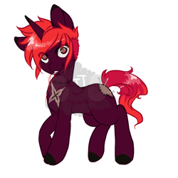 Size: 800x800 | Tagged: safe, artist:lavvythejackalope, imported from derpibooru, oc, oc only, pony, unicorn, colored hooves, eye clipping through hair, horn, mouth hold, needle, simple background, smiling, stitches, unicorn oc, white background