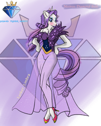Size: 1600x2000 | Tagged: safe, imported from derpibooru, rarity, anthro, unicorn, clothes, diamond trainer society, dress, gown, simple background, solo, transparent background