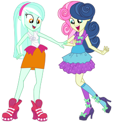 Size: 2312x2498 | Tagged: safe, artist:gmaplay, imported from derpibooru, bon bon, lyra heartstrings, sweetie drops, equestria girls, life is a runway, simple background, transparent background