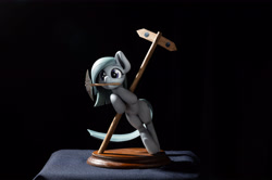 Size: 6048x4024 | Tagged: safe, artist:shuxer59, imported from derpibooru, marble pie, earth pony, pony, absurd resolution, black background, colored, craft, cute, female, figurine, handmade, irl, marblebetes, mare, minecraft, mouth hold, photo, pickaxe, polymer clay, road sign, sign, signpost, simple background, solo, statue, wood