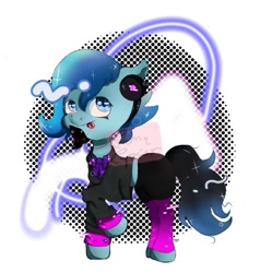 Size: 647x680 | Tagged: safe, artist:samy, artist:samy sandwishowo, imported from derpibooru, oc, oc only, oc:blue harmony, earth pony, pony, base used, beard, blue eyes, blue hair, commission, facial hair, glow, glowing, photo, piercing, solo