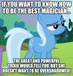 Size: 546x562 | Tagged: safe, imported from derpibooru, trixie, no second prances, caption, image macro, imgflip, text