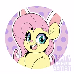 Size: 4000x4000 | Tagged: safe, artist:partylikeanartist, imported from derpibooru, fluttershy, pegasus, pony, abstract background, absurd resolution, animal costume, bunny costume, bunnyshy, clothes, costume, cute, easter, eyebrows, eyebrows visible through hair, holiday, open mouth, shyabetes, solo, whiskers
