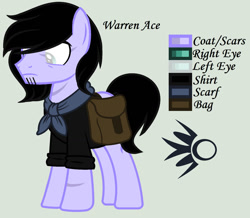 Size: 1280x1116 | Tagged: safe, artist:lominicinfinity, imported from derpibooru, oc, oc only, oc:warren ace, earth pony, pony, bag, male, reference sheet, saddle bag, simple background, solo, stallion