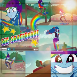 Size: 1080x1080 | Tagged: safe, edit, edited screencap, editor:thelegendofmylittlepony, imported from derpibooru, screencap, rainbow dash, tank, tortoise, equestria girls, equestria girls series, sic skateboard, spoiler:eqg series (season 2), clothes, converse, cute, cutie mark, cutie mark on clothes, dashabetes, geode of super speed, helmet, hoodie, jewelry, magical geodes, necklace, shoes, skateboard, skateboarding, smiling