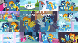 Size: 1280x721 | Tagged: safe, edit, edited screencap, editor:quoterific, imported from derpibooru, screencap, blue moon (g4), cloud kicker, derpy hooves, eclair créme, fleetfoot, jangles, lightning bolt, lyra heartstrings, minuette, misty fly, pinkie pie, rainbow dash, soarin', spitfire, stormy flare, twinkleshine, whiplash, white lightning, earth pony, pegasus, pony, newbie dash, rainbow falls, rarity investigates, secrets and pies, sonic rainboom (episode), the best night ever, the last problem, clothes, female, male, mare, shipping, soarinfire, stallion, straight, uniform, wonderbolts uniform