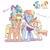 Size: 1024x1024 | Tagged: safe, artist:w33484365, artist:卯卯七, imported from derpibooru, applejack, rainbow dash, oc, earth pony, pegasus, pony, appledash, bow, clothes, earth pony oc, female, granny smith's shawl, hair bow, lesbian, magical lesbian spawn, offspring, older, older applejack, older rainbow dash, on head, open mouth, parent:applejack, parent:rainbow dash, pegasus oc, raised hoof, ribbon, shipping, shocked, side hug, simple background, varying degrees of do not want, white background, wings