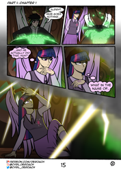 Size: 1500x2122 | Tagged: safe, artist:cyril_deroach, artist:deroach, imported from derpibooru, twilight sparkle, oc, oc:daylight, alicorn, human, comic:tales from equestria part 1, fanfic:equestria project humanized, fanfic:tales from equestria, cauldron, comic, equestria project humanized, fanfic, humanized, lightning, piercing, potion, tinyface, twilight sparkle (alicorn), winged humanization, wings, zecora's hut