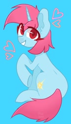 Size: 1180x2048 | Tagged: safe, artist:inkp0ne, artist:softpound, imported from derpibooru, oc, oc only, pony, unicorn, heart, looking at you, looking back, smiling, solo