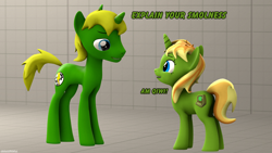 Size: 1920x1080 | Tagged: safe, artist:arcanetesla, imported from derpibooru, oc, oc:arcane tesla, oc:mysti tesla, pony, unicorn, 3d, brother and sister, female, male, meme, siblings, size difference, tall, twins