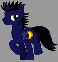 Size: 2998x3223 | Tagged: safe, artist:isrrael120, imported from derpibooru, oc, oc only, oc:astral shine, alicorn, pony, alicorn oc, base used, disappointed, disapproval, gray background, horn, male, ponysona, serious, serious face, simple background, solo, stallion, stallion oc, unamused, wings