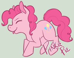 Size: 736x582 | Tagged: safe, artist:star-swirls, imported from derpibooru, pinkie pie, earth pony, pony, :p, cute, diapinkes, eyes closed, female, gray background, mare, profile, simple background, solo, tongue out