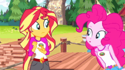 Size: 1280x720 | Tagged: safe, edit, edited screencap, imported from derpibooru, screencap, pinkie pie, sunset shimmer, ghost, undead, equestria girls, legend of everfree, animated, disney, disney channel, molly mcgee, scratch (the ghost and molly mcgee), sound, sunset sees things, that explains so much, the ghost and molly mcgee, webm