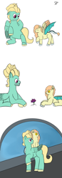 Size: 780x2240 | Tagged: safe, artist:schumette14, imported from derpibooru, zephyr breeze, oc, oc:epiphyllum, next generation, offspring, parent:flutershy, parent:fluttershy, parent:rockhoof, parents:flutterhoof, parents:rockshy, story, story in the source, story included, uncle, uncle and nephew