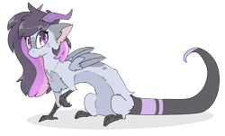 Size: 3800x2300 | Tagged: safe, artist:fluffyxai, imported from derpibooru, oc, oc only, oc:alcaria, draconequus, folded wings, horns, looking at you, prehensile tail, simple background, solo, tail, transparent background, wings