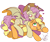 Size: 1381x1158 | Tagged: safe, artist:erenerakhard, artist:erynerikard, imported from derpibooru, applejack, fluttershy, bat pony, earth pony, pegasus, pony, abstract background, applejack's hat, appleshy, bat ponified, biting, blushing, cowboy hat, cuddling, ear bite, female, flutterbat, flutterbat biting applejack, grin, hat, heart eyes, hoof hold, lesbian, nibbling, one eye closed, race swap, shipping, simple background, smiling, transparent background, wingding eyes