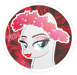 Size: 2870x2815 | Tagged: safe, artist:amgiwolf, imported from derpibooru, oc, oc only, earth pony, pony, bald, base, bedroom eyes, bust, earth pony oc, eyelashes, female, floral head wreath, flower, lipstick, mare, simple background, solo, transparent background