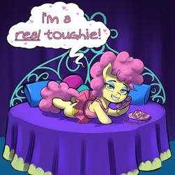 Size: 3000x3000 | Tagged: safe, artist:crade, imported from ponybooru, li'l cheese, earth pony, pony, the last problem, bed, bedroom eyes, clothes, colored, colt, eyeshadow, foal, futurama, makeup, male, pillow, pop culture, reference to another series, solo, telephone, tutu