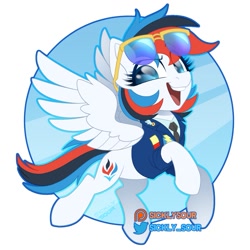 Size: 1125x1125 | Tagged: safe, artist:sickly-sour, imported from derpibooru, oc, oc only, oc:retro city, pegasus, pony, clothes, female, mare, solo, sunglasses, uniform