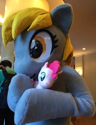 Size: 784x1023 | Tagged: safe, imported from derpibooru, derpy hooves, pinkie pie, human, fursuit, irl, irl human, japan ponycon, photo, plushie