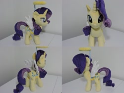 Size: 1597x1199 | Tagged: safe, artist:little-broy-peep, imported from derpibooru, rarity, pony, unicorn, angel rarity, angelic wings, female, halo, haylo, irl, mare, photo, plushie, solo, wings