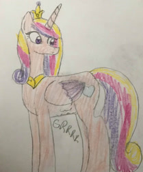 Size: 1280x1530 | Tagged: safe, artist:powerpup97, imported from derpibooru, princess cadance, alicorn, pony, hunger, hungry, sketch, solo, starving, stomach growl, stomach noise, traditional art