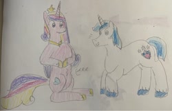 Size: 750x486 | Tagged: safe, artist:powerpup97, imported from derpibooru, princess cadance, shining armor, alicorn, hunger, hungry, sketch, starving, stomach growl, stomach noise, traditional art