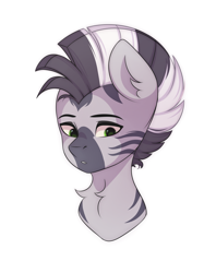 Size: 2377x3000 | Tagged: safe, artist:yomechka, imported from derpibooru, oc, oc only, oc:zebra north, zebra, bust, femboy, male, portrait, simple background, stallion, white background, zebra oc