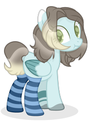 Size: 1612x2239 | Tagged: safe, artist:reptaurdrawsmlp, artist:tired-horse-studios, imported from derpibooru, oc, oc only, pegasus, pony, clothes, female, mare, nose wrinkle, simple background, socks, solo, striped socks, transparent background, two toned wings, wings