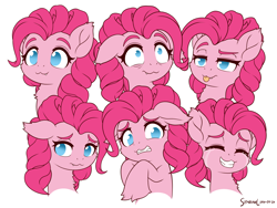 Size: 2400x1800 | Tagged: safe, artist:symbianl, imported from derpibooru, pinkie pie, earth pony, pony, :3, :p, bust, chest fluff, crying, cute, cute little fangs, diapinkes, ear fluff, ears back, expressions, eye twitch, eyes closed, fangs, floppy ears, fluffy, frown, grin, hoof fluff, lidded eyes, looking away, neck fluff, nervous, no pupils, pinkie pie is not amused, scared, shy, simple background, smiling, snaggletooth, solo, tongue out, unamused, white background, wide eyes