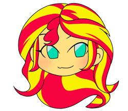 Size: 740x640 | Tagged: safe, alternate version, artist:batipin, imported from derpibooru, part of a set, sunset shimmer, equestria girls, :3, blushing, head only, looking at you, simple background, solo, transparent background