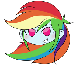 Size: 740x640 | Tagged: safe, alternate version, artist:batipin, imported from derpibooru, part of a set, rainbow dash, equestria girls, blushing, head only, looking at you, simple background, solo, transparent background