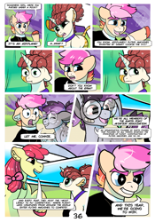 Size: 2100x3000 | Tagged: safe, artist:loryska, imported from derpibooru, apple bloom, oc, oc:clarabelle, oc:conundrum solar flare, oc:niko, hybrid, pony, zony, comic:friendship grows, adopted offspring, ear fluff, magical lesbian spawn, offspring, parent:derpy hooves, parent:doctor whooves, parent:quibble pants, parent:rainbow dash, parent:sweetie belle, parents:doctorderpy, parents:quibbledash, plane, starry eyes, unshorn fetlocks, wingding eyes