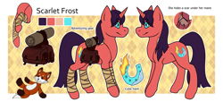 Size: 1667x757 | Tagged: safe, artist:carr, imported from derpibooru, oc, oc only, oc:scarlet frost, cutie mark, female, females only, mare, reference sheet