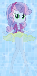 Size: 3060x6200 | Tagged: safe, artist:daarkenn, imported from derpibooru, sweetie belle, equestria girls, barefoot, clothes, feet, paraskirt, pool party, schrödinger's pantsu, skirt, underwater, wet