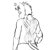 Size: 1200x1200 | Tagged: safe, artist:d-lowell, imported from ponybooru, oc, oc only, oc:thistle, anthro, kirin, black and white, clothes, furry, grayscale, looking back, male, monochrome, pants, sketch, solo, stallion