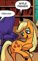 Size: 321x517 | Tagged: safe, screencap, applejack, best pony, comic, farmer, female, mare, solo, yeehaw