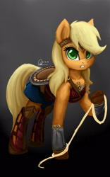 Size: 1280x2048 | Tagged: safe, artist:raphaeldavid, imported from derpibooru, applejack, earth pony, pony, armor, lasso, looking at you, rope, solo, wonder woman